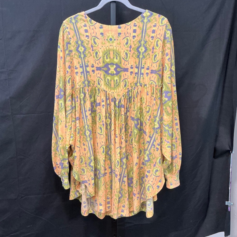 Free People This Is It Small Colorful‎ Tunic Top Orange Green OB1355329